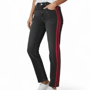 BDG Urban Outfitters Black Mom Jeans Red Stripe High Rise Size 26 Y2K Grunge